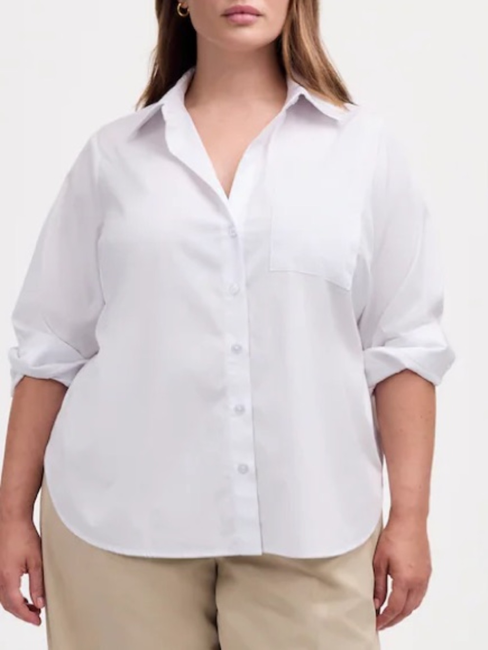 Madewell Relaxed White Plus Easy Y-Neck Button-Up Shirt Size 2X